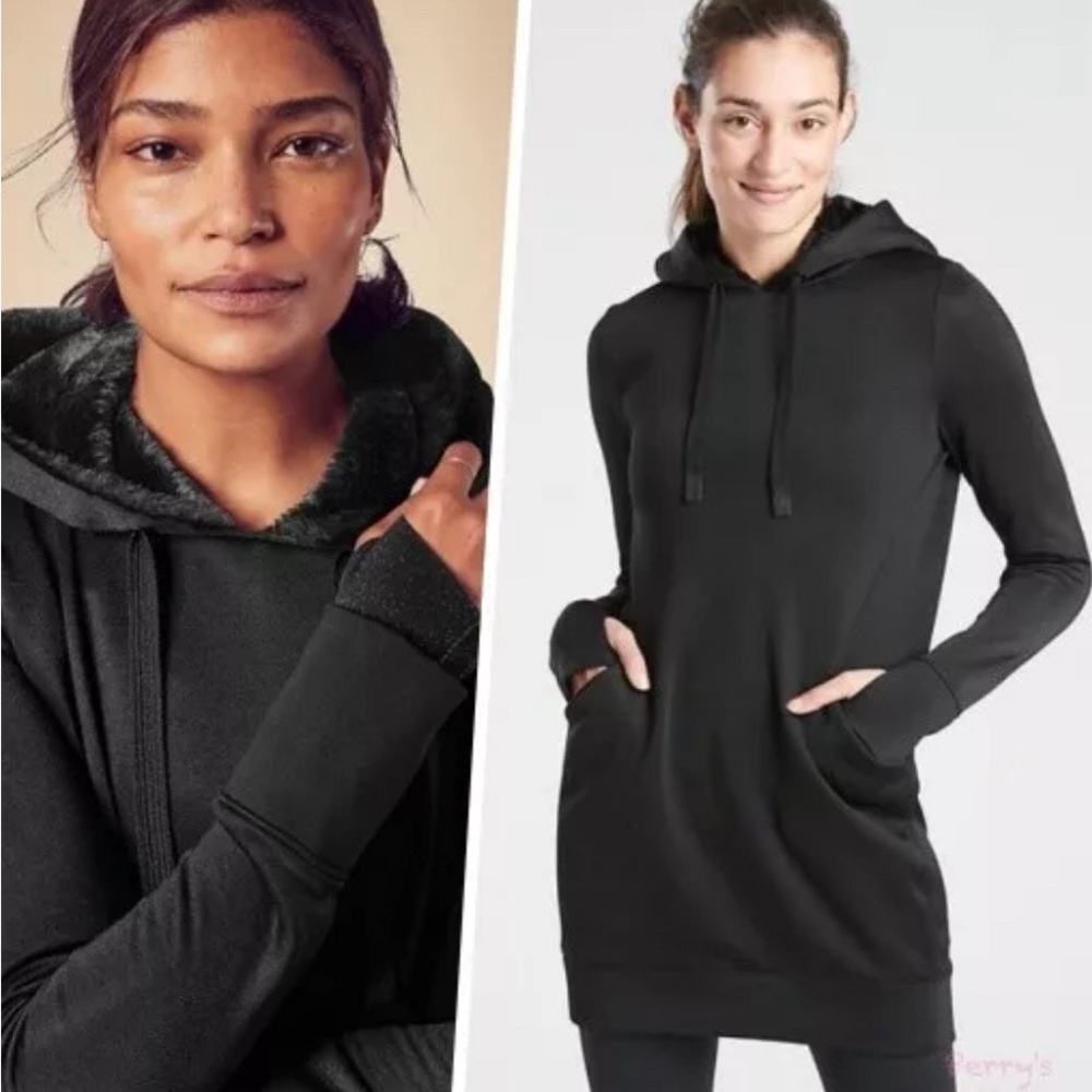 SO COZY! Athleta Triumph Luxe Shine Hoodie Sweater Dress